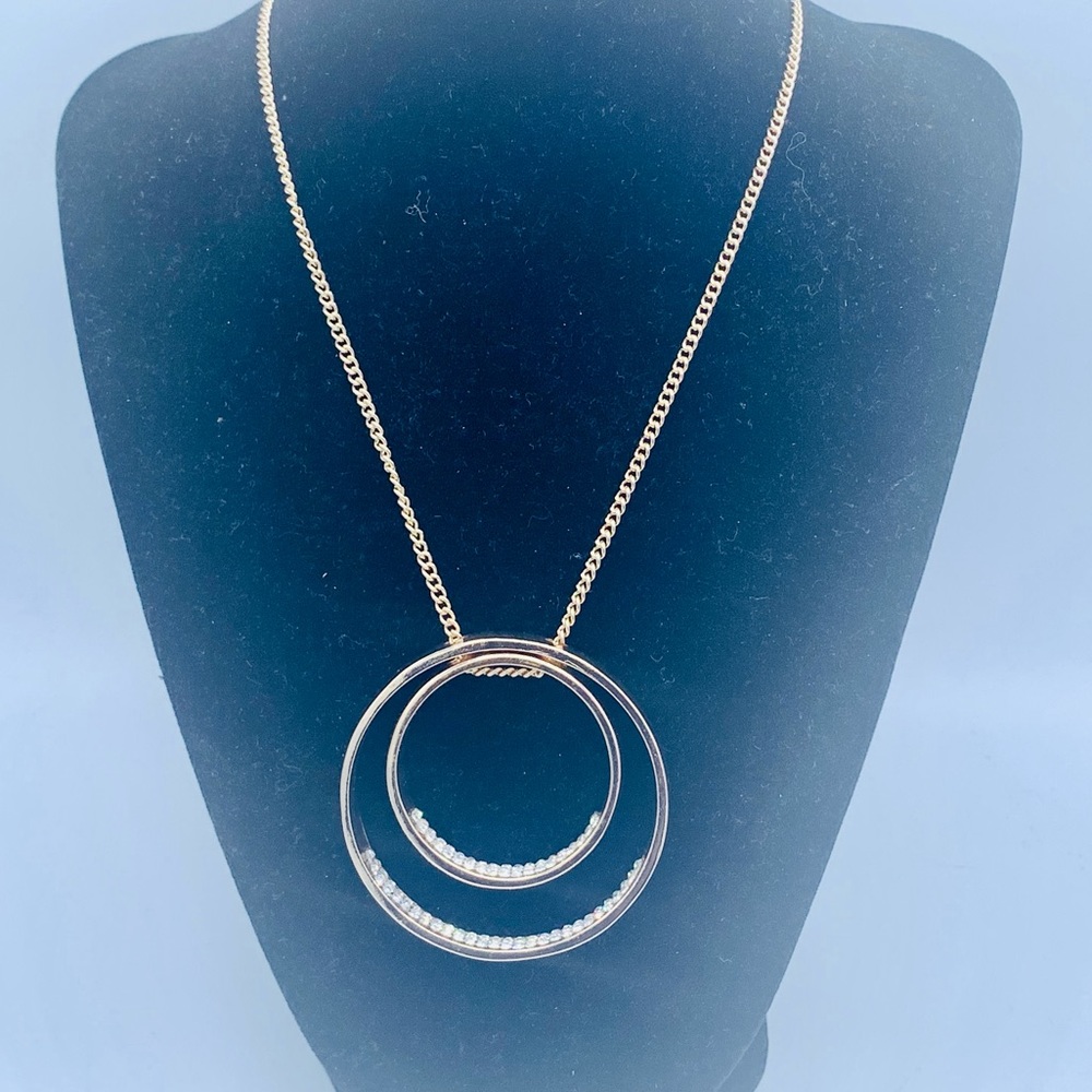 NWT Macy’s necklace gold circles rhinestones paved simple style
